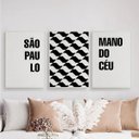Ver imagem 1 de Kit 3 Quadros São Paulo Mano Do Céu 45x34cm - com vidro:Madeira branca