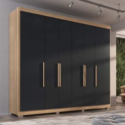 Guarda Roupa Casal Valencia 6 Portas 6 Gav com Pés Teka/onix