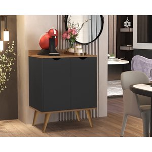 Aparador 2 Portas Buffet Acalanto Cantinho Cafe Pés Palito Preto / Caramelo - Comprar Moveis em Casa