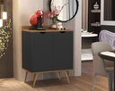Ver imagem 1 de Aparador 2 Portas Buffet Acalanto Cantinho Cafe Pés Palito Preto / Caramelo - Comprar Moveis em Casa