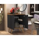 Ver imagem 2 de Aparador 2 Portas Buffet Acalanto Cantinho Cafe Pés Palito Preto / Caramelo - Comprar Moveis em Casa