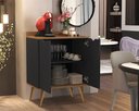 Ver imagem 2 de Aparador 2 Portas Buffet Acalanto Cantinho Cafe Pés Palito Preto / Caramelo - Comprar Moveis em Casa