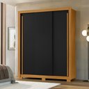 Ver imagem 1 de Guarda-Roupa Casal com 3 Portas de Correr e 2 Gavetas 156cm Multimóveis CR35676 Madeirado/Preto