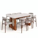 Ver imagem 3 de Conjunto de Jantar Mesa Tali 210cm e 8 Cadeiras Ema CabeCasa MadeiraOriginals Off White/Prata