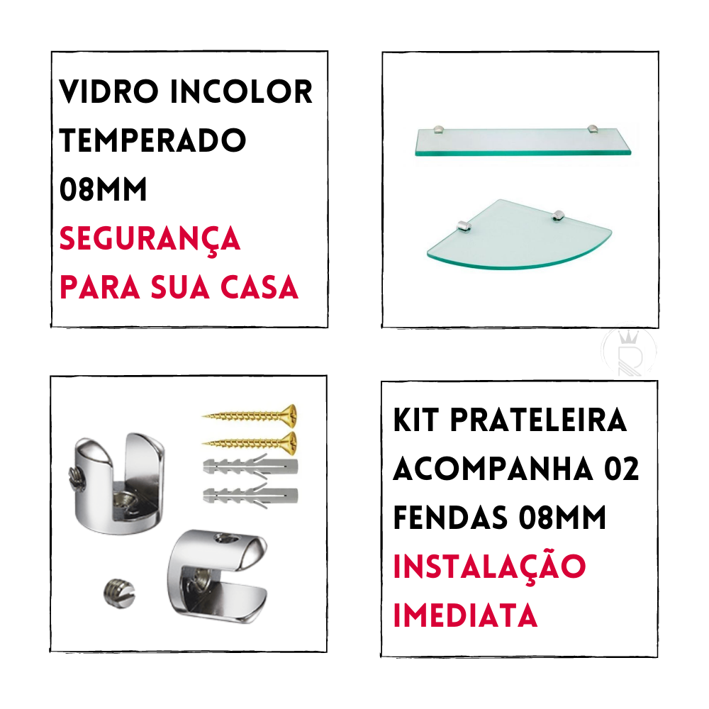 Prateleira Porta Shampoo de Vidro 8mm Banheiro Lavanderia - 4