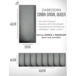 Kit 8 Módulos Cabeceira de Cama Box Casal Queen Estofada  1,60mx45cm  - 4