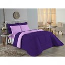 Ver imagem 4 de Kit Edredom Dupla Face + Jogo de Lençol Casal Viúva Nobre 7 Peças Malha 100% Algodão - Roxo /