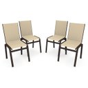 Ver imagem 1 de Kit 4 Cadeira Jantar Gourmet Alumínio Marrom Tela Bege