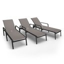 Ver imagem 1 de Kit 3 Espreguiçadeira Piscina Alumínio Preto Tela Fendi