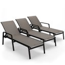 Ver imagem 1 de Kit 3 Espreguiçadeira Piscina Alumínio Preto Tela Fendi