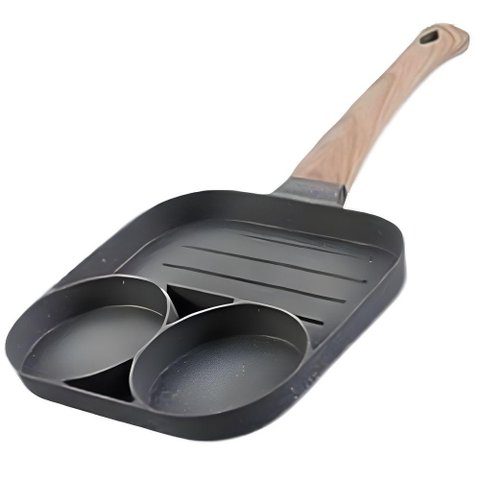 Frigideira 3 Divisórias Antiaderente Elétrico Gás sem Óleo