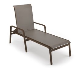 Kit 3 Espreguiçadeira Piscina Alumínio Marrom Tela Fendi - 5
