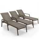 Ver imagem 1 de Kit 3 Espreguiçadeira Piscina Alumínio Marrom Tela Mocca