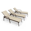 Ver imagem 1 de Kit 3 Espreguiçadeira Piscina Alumínio Marrom Tela Bege