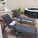 Ver imagem 2 de Kit 2 Espreguiçadeira Piscina Alumínio Preto Tela Preto