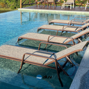 Ver imagem 4 de Kit 2 Espreguiçadeira Piscina Alumínio Marrom Tela Mocca