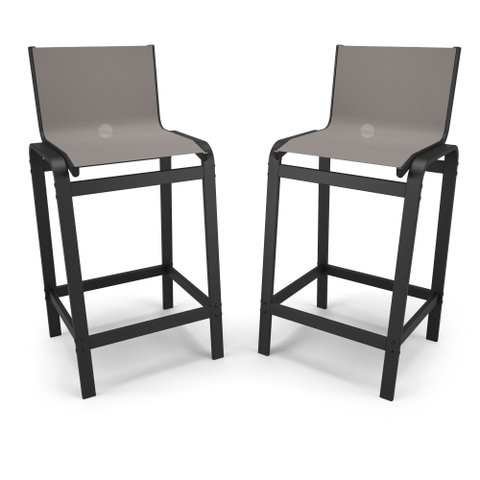 Kit 2 Banquetas Altas Bancada Alumínio Preto Tela Fendi