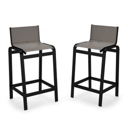 Kit 2 Banquetas Altas bancada Alumínio Preto Tela Fendi - 1