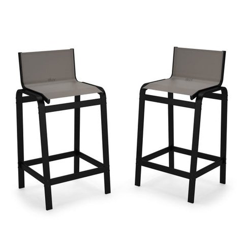 Kit 2 Banquetas Altas bancada Alumínio Preto Tela Fendi