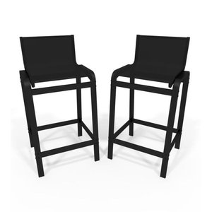 Kit 2 Banquetas Altas Bancada Alumínio Preto Tela Preto