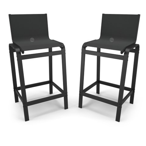 Kit 2 Banquetas Altas Bancada Alumínio Preto Tela Preto