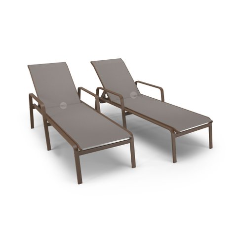 Kit 2 Espreguiçadeira Piscina Alumínio Marrom Tela Fendi