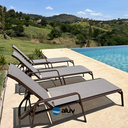 Ver imagem 2 de Kit 2 Espreguiçadeira Piscina Alumínio Marrom Tela Fendi