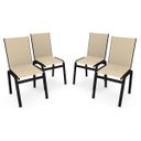 Ver imagem 1 de Kit 4 Cadeira Jantar Gourmet Alumínio Preto Tela Bege