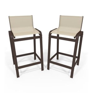 Kit 2 Banquetas Altas bancada Alumínio Marrom Tela Bege