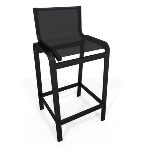 Banqueta Alta Bancada Alumínio Preto Tela Preto