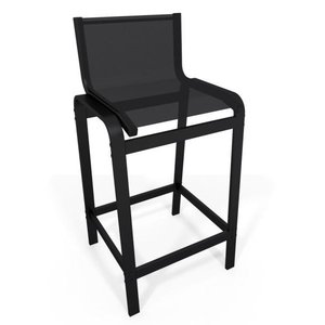 Banqueta Alta Bancada Alumínio Preto Tela Preto