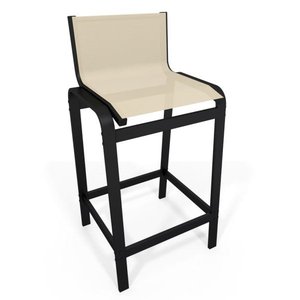 Banqueta Alta Bancada Alumínio Preto Tela Bege