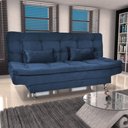 Ver imagem 1 de Sofá Cama Casal 2 Lugares Reclinável Salomé - Azul Veloart