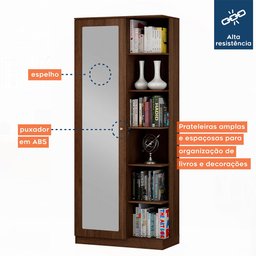 Armário Multiuso 1 Porta com Espelho João Pessoa Valdemóveis - 6
