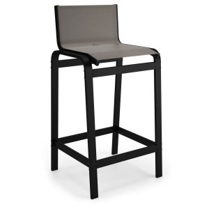 Banqueta Alta Bancada Alumínio Preto Tela Fendi