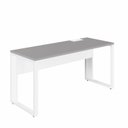 Ver imagem 2 de Escrivaninha Mesa Escritório Diretor com Caixa de Tomadas 150cm Industrial Cinza Sagrado com Branco