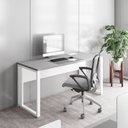 Ver imagem 1 de Escrivaninha Mesa Escritório Diretor com Caixa de Tomadas 150cm Industrial Cinza Sagrado com Branco