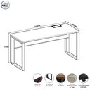 Ver imagem 3 de Escrivaninha Mesa Escritório Diretor com Caixa de Tomadas 150cm Industrial Cinza Sagrado com Branco