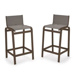 Kit 2 Banquetas Altas bancada Alumínio Marrom Tela Fendi - 1