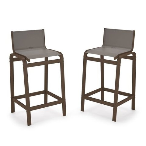 Kit 2 Banquetas Altas bancada Alumínio Marrom Tela Fendi