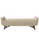 Ver imagem 7 de Puff Recamier Calçadeira 140cm Base Madeira Neville P02 Bouclé Bege - Mpozenato