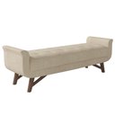 Ver imagem 1 de Puff Recamier Calçadeira 140cm Base Madeira Neville P02 Bouclé Bege - Mpozenato