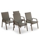 Ver imagem 1 de Kit 4 Cadeira Riviera Piscina Alumínio Marrom Tela Mocca