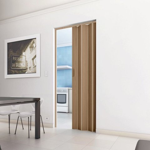 Porta Sanfonada de PVC 210cm x 96cm Plastporta Bcf Marrom/Castanho