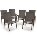 Ver imagem 1 de Kit 6 Cadeira Riviera Piscina Alumínio Marrom Tela Fendi