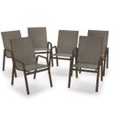 Ver imagem 1 de Kit 6 Cadeira Riviera Piscina Alumínio Marrom Tela Mocca