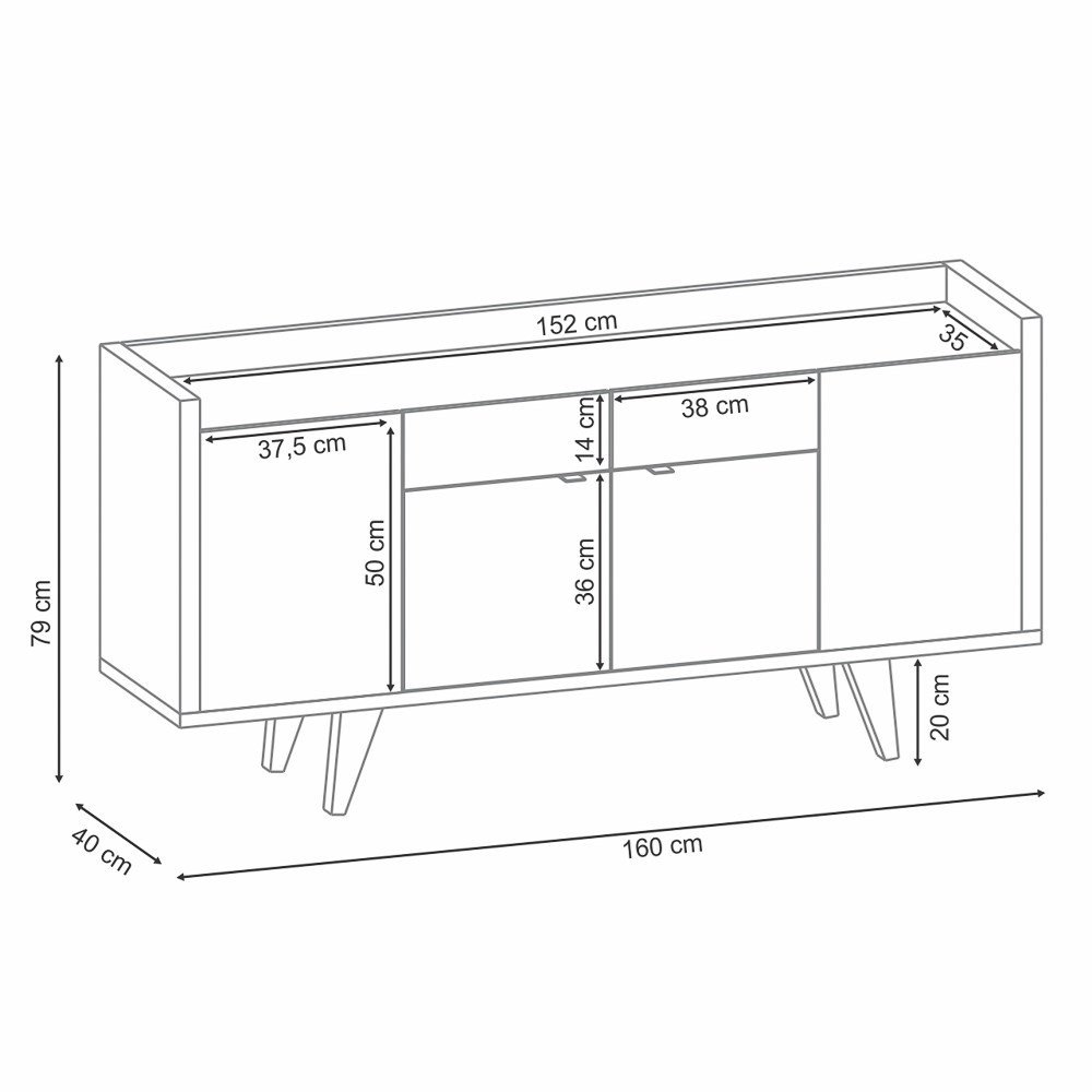 Conjunto Sala de Jantar Cristaleira Órfeo e Buffet Sinfonia Off White/Nature - Mpozenato Órfeo/Sinfo - 4