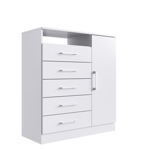 Cômoda Sapateira Rubi 5 Gavetas 1 Porta Branco Megasul