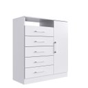 Ver imagem 1 de Cômoda Sapateira Rubi 5 Gavetas 1 Porta Branco Megasul