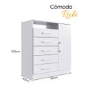 Ver imagem 2 de Cômoda Sapateira Rubi 5 Gavetas 1 Porta Branco Megasul